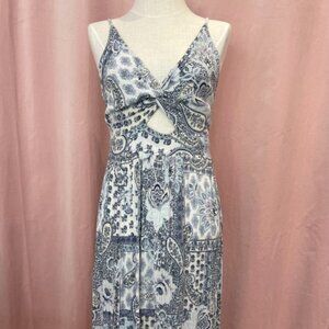 Blue & White Paisley Patchwork Maxi Dress Size Small
